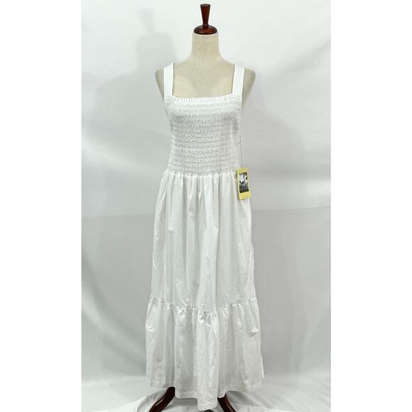 TROVATA Birds of Paradis M Medium Dolores Dress Classic White Smocked Midi NWT - Picture 8 of 10